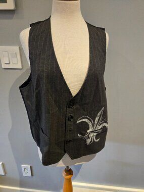 Positano Men's Pinstripe Fleur-de-Lis Vest | Size XL | NWT